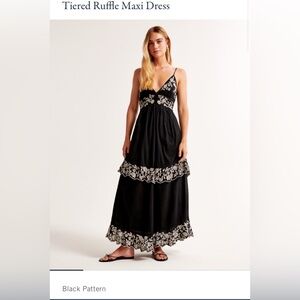 Abercrombie & Fitch Black Pattern Maxi Dress